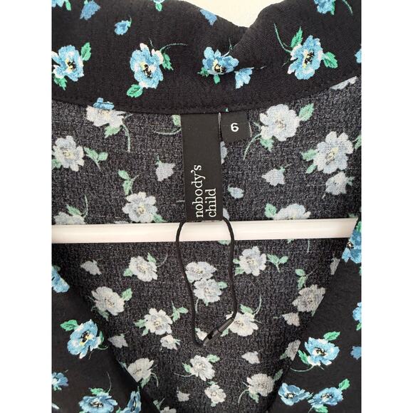 Nobody’s Child Floral Ditsy Button Down Midi Shirt Dress Blue Black 6 - Picture 4 of 4